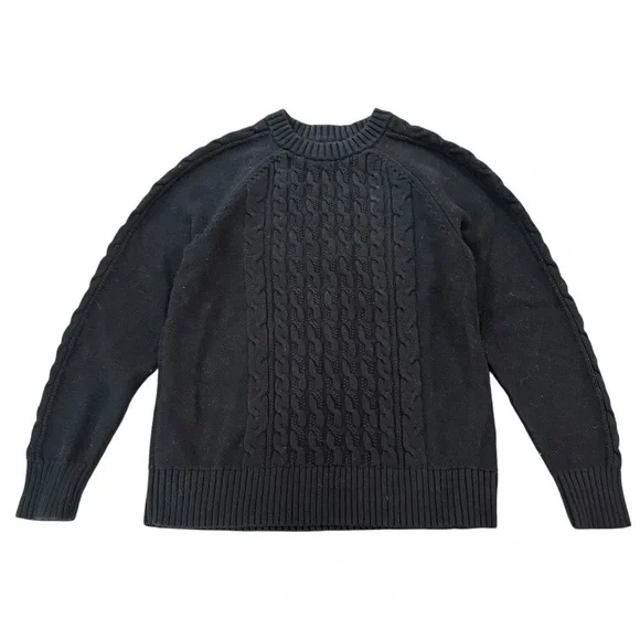 GAP Black Cable Knit Crewneck Sweater Maternity Women’s Medium - Picture 3 of 12